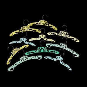 Vintage MCM Baby Clothes Hangers Plastic Yellow/green 10 pc